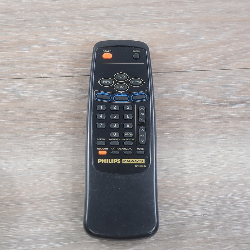 Philips Magnavox N0266UD VCR TV Remote Control Black Tracking Sleep Buttons